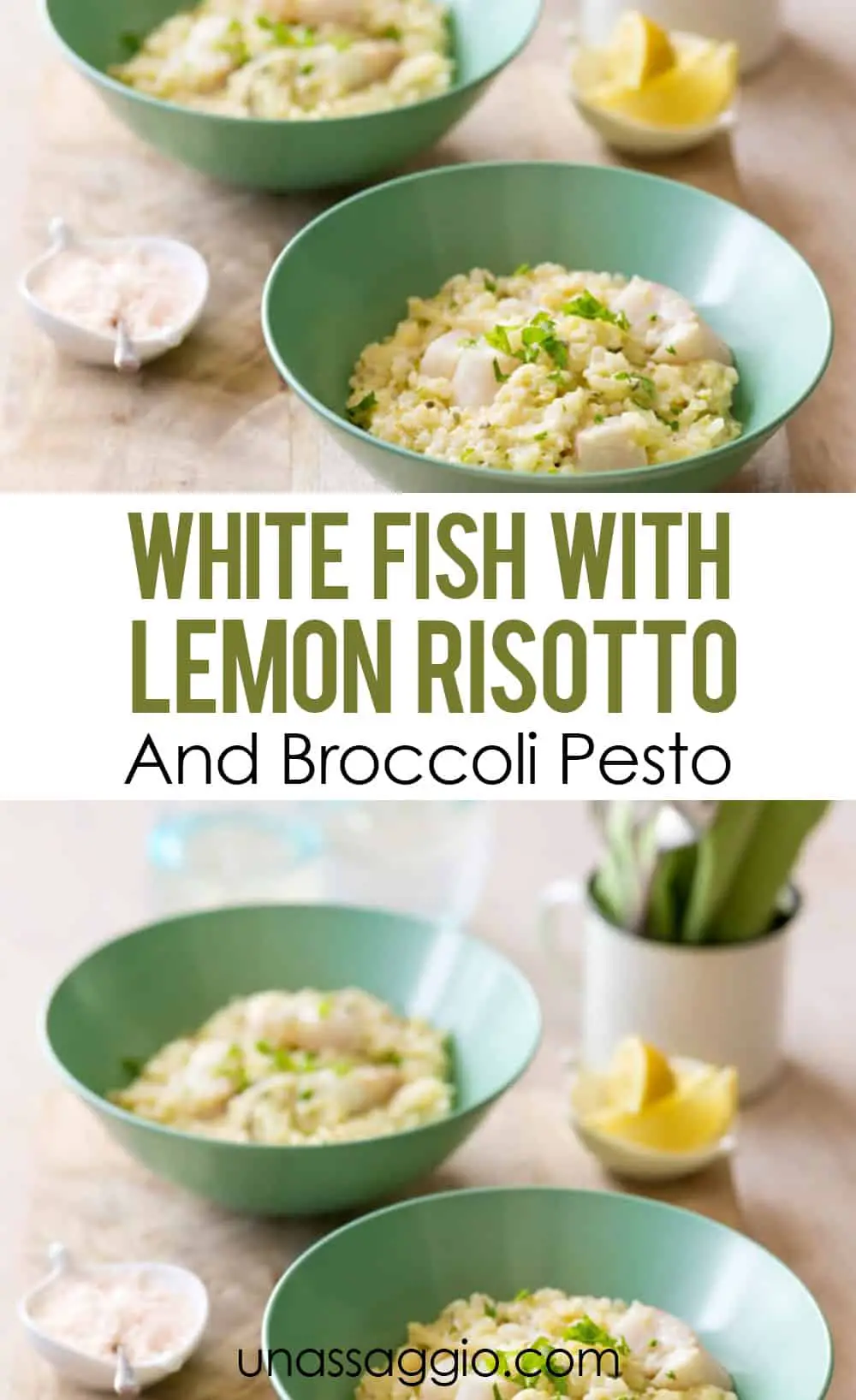 WHITE FISH WITH LEMON RISOTTO & BROCCOLI PESTO